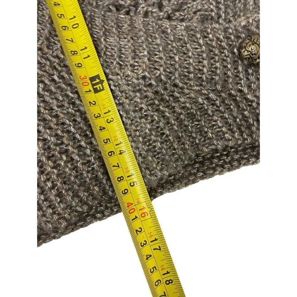 Anthropologie Hand Knit by Dollie Wrap Sweater Small S Gray Metallic Cropped EUC